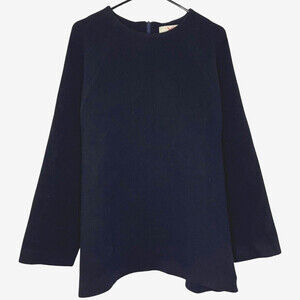 Studio Nicholson Women Sweater US 8 Blue Wool Knit Boat Neck Long Sleeve Pockets